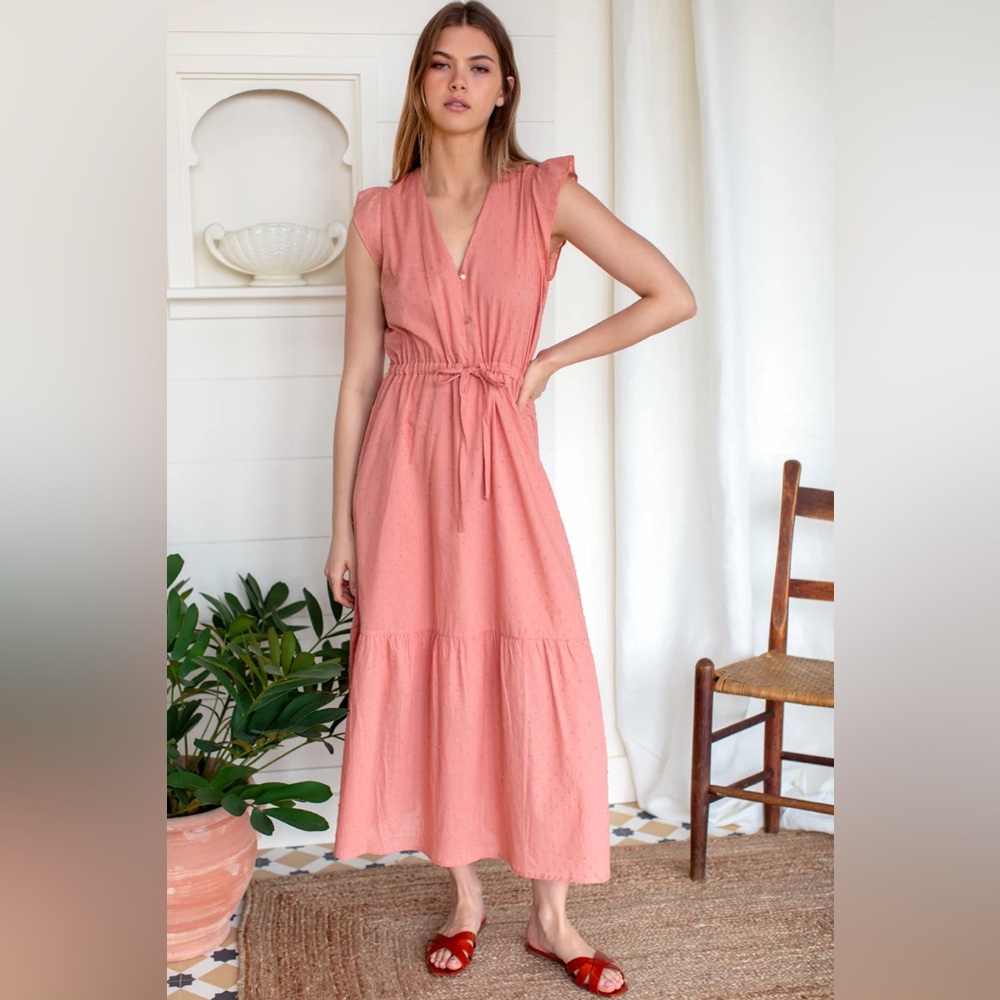 NWT Emerson Fry Surya Dress - Muted Clay Swiss Dot